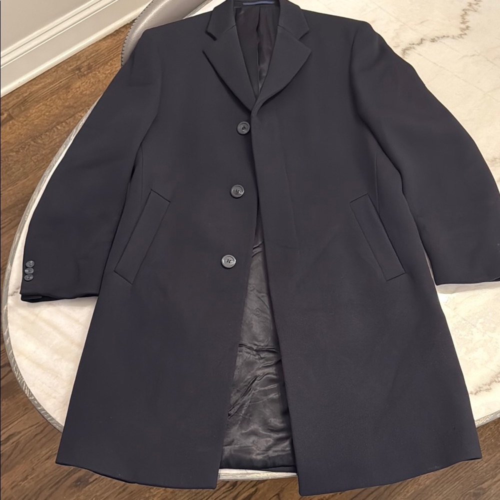 Men's Reporter Navy Wool Overcoat - US 38